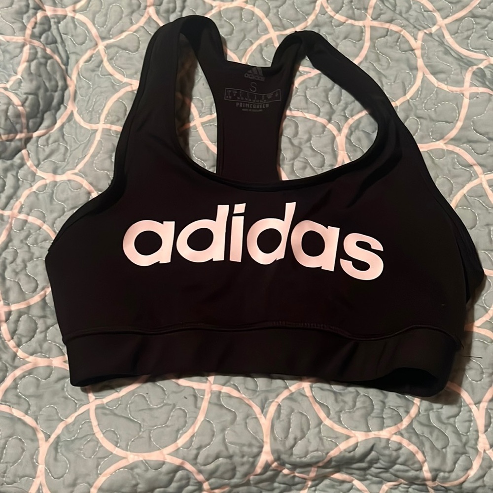 Adidas sports bra non padded brand in front and back dri fit